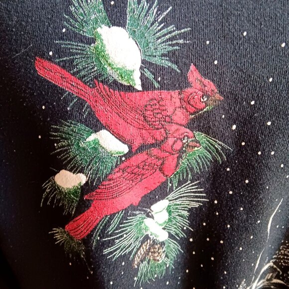 Vintage Large Black Crewneck Sweatshirt Cardinal & Snow 1990's Gopher Sport - Picture 2 of 6